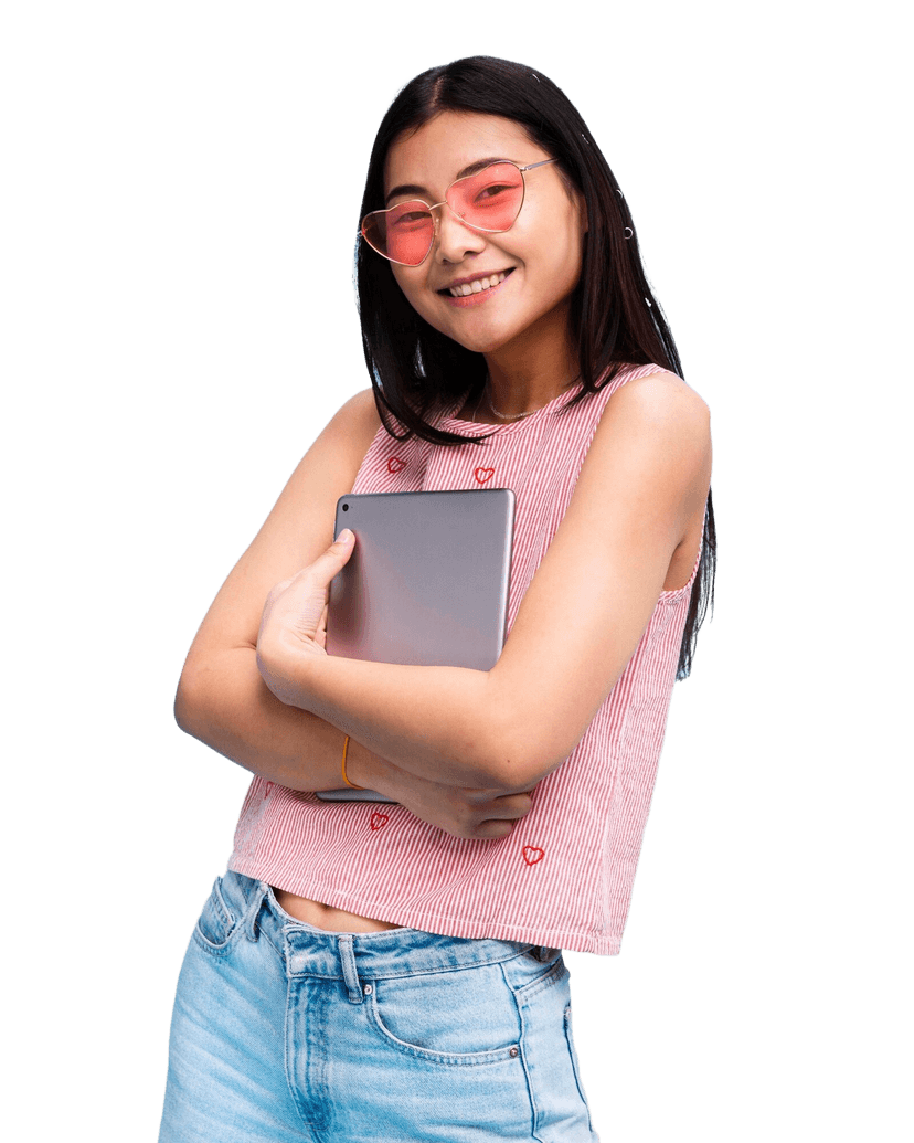 Student with backpack